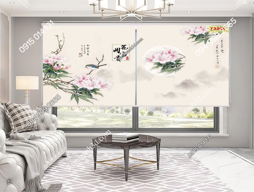 Rèm cuốn tranh phong cách chinoiserie 73268