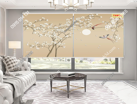 Rèm cuốn tranh phòng khách phong cách chinoiserie 72994