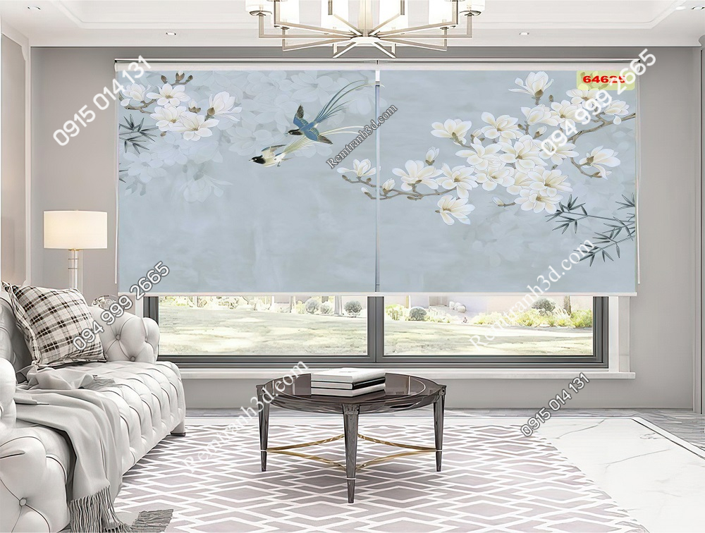 Rèm cuốn tranh treo cửa phong cách chinoiserie 64625