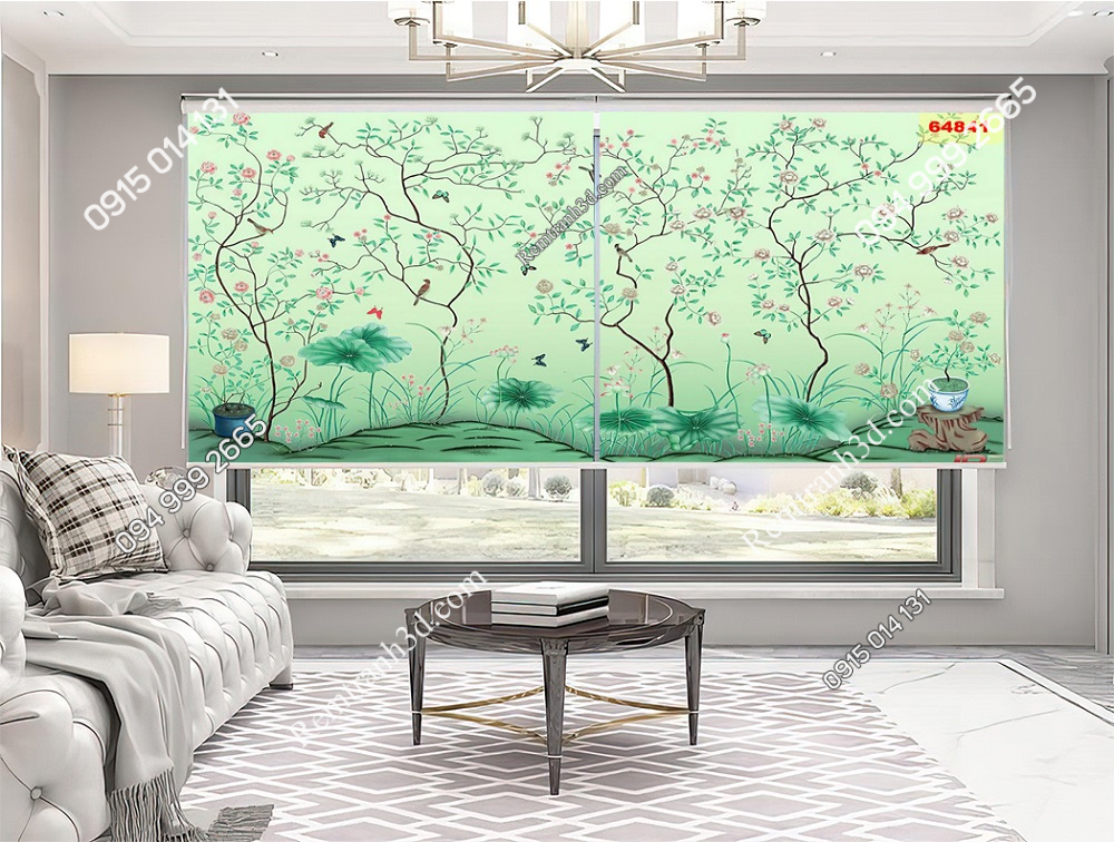 Rèm cuốn tranh treo cửa phong cách chinoiserie 64841